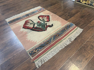 Turkish Kilim Rug 2.5 x 4.7, Flatweave Bohemian Blanket Rug, Wall Hanging Tapestry Rug