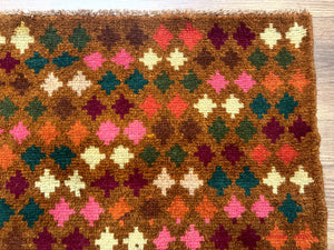 Colorful Afghan Balouch Rug 3x4, Vintage Handmade Wool Carpet