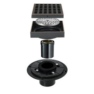 Oil rubbered bronze brass shower drain 4 or 8 inch  with ABS base