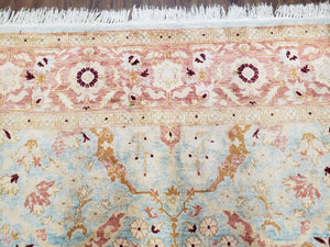 Pakistani Peshawar Rug 6x9, Light Colors, Wool, Hand Knotted, Vintage Rug for Modern Home