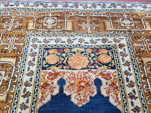 Antique Turkish Anatolian Ghiordes Prayer Rug, Twin Mihrabs, Rare Collectible Oriental Rug, Early 20th Century Prayer Rug, 3'9" x 5'2"