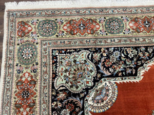 Persian Rug 11x13, Semi Open Field, Soft Wool Pile, Vintage Persian Carpet, Persian Tabriz Tabatabai