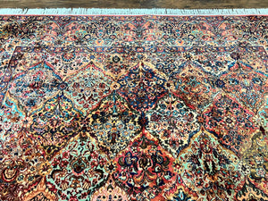 Antique Karastan Rug 8.8 x10.6 Multicolor Panel Kirman #717, Wool Karastan Rug, Vintage Multipanel Kirman, Original Collection 700 Series