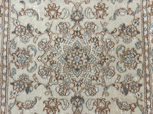 Small Persian Tabriz Rug 2.6 x 3.8, Vintage, Wool and Silk Highlights, Fine 225 KPSI