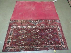 2.5' X 4' Antique Handmade Bokhara Turkoman Yamud Wool Rug Kilim Backing NICE