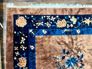 Antique Chinese Wool Rug 9x12, Large Peking Carpet, Handmade, Nichols Rug