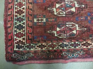 2.5' X 4' Antique Handmade Bokhara Turkoman Yamud Wool Rug Kilim Backing NICE