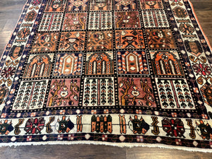 Persian Bakhtiari Tribal Rug 7x10, Panel Design, Semi Antique