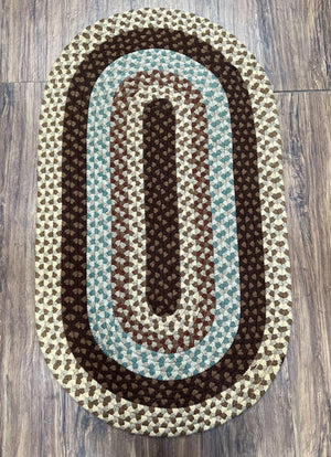 American Braided Rug 2x4 ft Oval Rug, Multicolor Oval Rug, Oval Braided Rug, Hand Woven, Vintage Braided Rug, Small Braided Rug