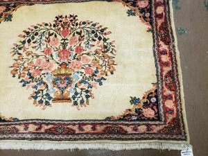 2' 7" X 3' 6" Antique Rug Hand Knotted Pictorial Wool Oriental Flowers
