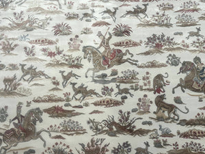 Large Turkish Silk Rug 8x10, Ivory, Hunting Design, Bamboo Silk, New