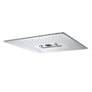 Flushed Mounted Brushed Nickel 16'' x 16'' Shower Head: Featuring 64 LED Lights, Music, Rainfall, Waterfall, Mist, 360 Degrees Rotation, and Hydro Jet Technology