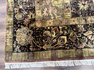 Indo Persian Rug 8.6 x 12 Panel Design Vintage Soft Wool Pile Multicolor