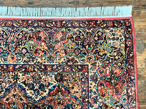 Antique Karastan Rug 8.8 x10.6 Multicolor Panel Kirman #717, Wool Karastan Rug, Vintage Multipanel Kirman, Original Collection 700 Series