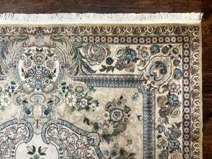Pak Persian Rug 8 x 10.6, Elegant Oriental Carpet, Floral Medallion, Vintage Handmade Wool Rug, FIne 240 KPSI