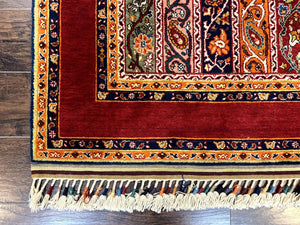 Turkish Rug 4x6, Stripe Pattern, Red & Multicolor, Vintage Handmade Wool Carpet