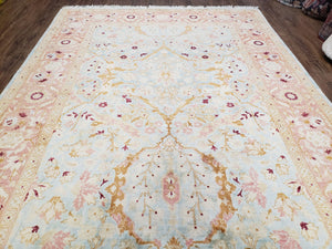 Pakistani Peshawar Rug 6x9, Light Colors, Wool, Hand Knotted, Vintage Rug for Modern Home