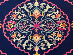 Safavieh Rug 8x10 Belagio Collection, Navy Blue Pink Yellow, Power-Loomed Wool Carpet, Floral Area Rug, Modern Rug, Room Sized 8 x 10 ft Rug