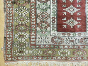 4' X 8' Antique Handmade Turkish Melas Oushak Wool Rug