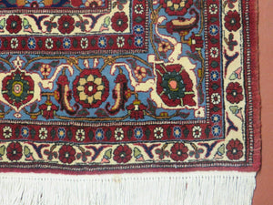 Navy Blue Antique Persian Rug 7x11, Veramin Mina Khani Repeated Allover Pattern, Vintage Authentic Hand Knotted Handmade Wool Room Sized Carpet