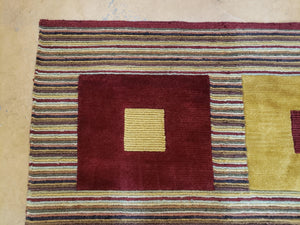 4x6 Colorful Tibetan Kilim Rug Vintage Wool Modern Rug Abstract Design Nice Gold Maroon Multicolor Carpet