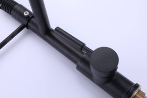 Matte Black High Arc brass Kitchen Sink Faucet Pull Down metal Spray with deck plate and lock ring