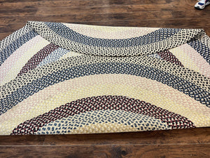 Round American Braided Rug 9x9 ft, Large Round Vintage Braided Rug, Multicolor