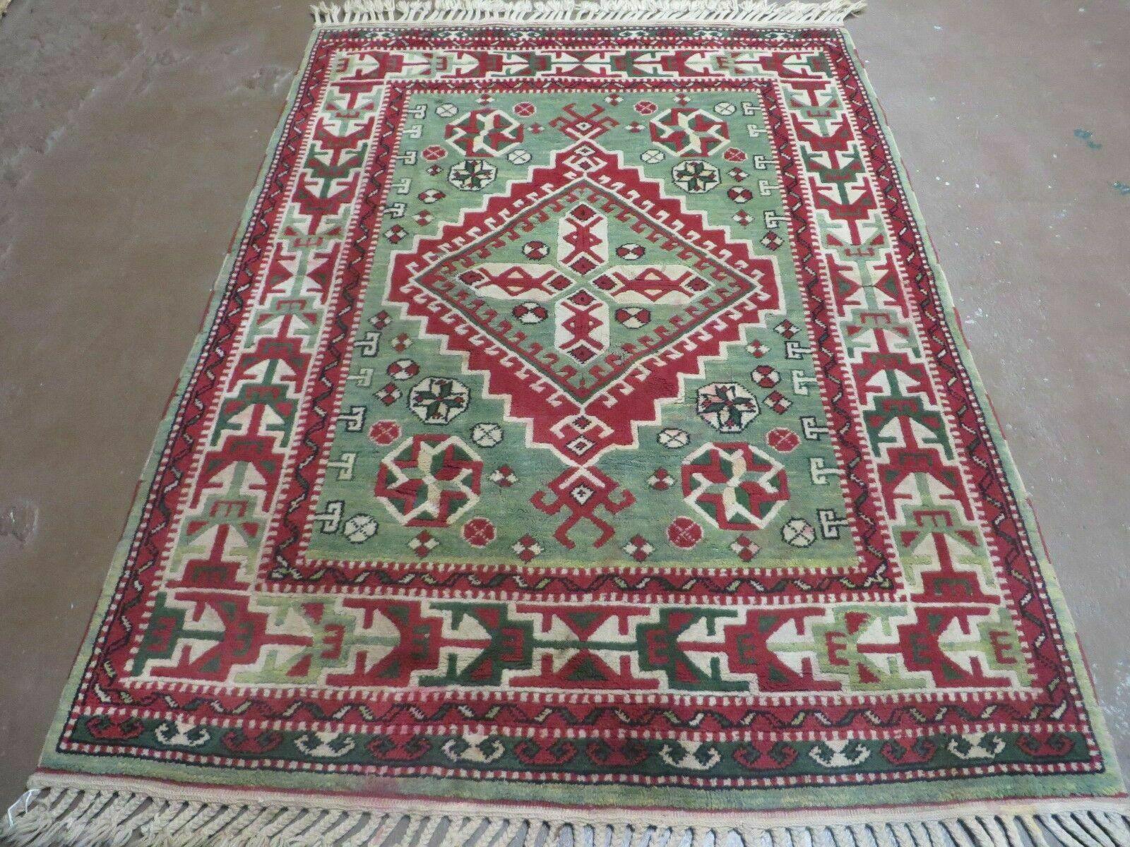 4' X 6' Vintage Handmade Turkish Kazak Design Wool Rug Carpet Nice