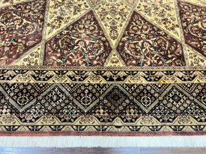 Indo Persian Rug 8x10, Dome Design, 210 KPSI, Handmade Vintage Wool Rug