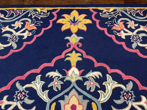 Safavieh Rug 8x10 Belagio Collection, Navy Blue Pink Yellow, Power-Loomed Wool Carpet, Floral Area Rug, Modern Rug, Room Sized 8 x 10 ft Rug