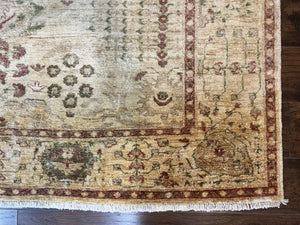 Pakistani Oushak Rug 6 x 9.6, Handmade Wool Peshawar Carpet, Farmhouse Rug