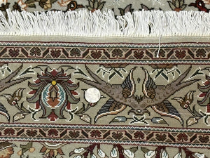 Wonderful Persian Tabriz Rug 3x5, Tree of Life, Animal Pictorials, Birds, Wool & Silk Highlights, Fine 330 KPSI