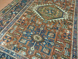 Persian Karajeh Rug 5x6, Antique Geometric Medallion Carpet