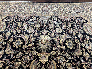 Indo Persian Rug 8 x 9.4, Allover Floral Design, Vintage Room Sized Rug, Traditional Oriental Carpet, Hand Knotted Rug for Living Room, Nice