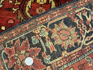 Antique Persian Farahan Sarouk Rug 3.6 x 5, Red, Floral, Traditional Rug, Fine 210 KPSI