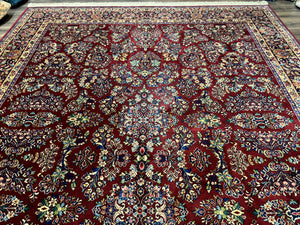 10x14 Karastan Rug Red Sarouk #785, Wool Original 700 Series
