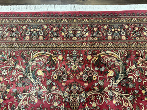 Sino Persian Rug 9x12, Fine 290 KPSI, Rose-Red, Floral Allover