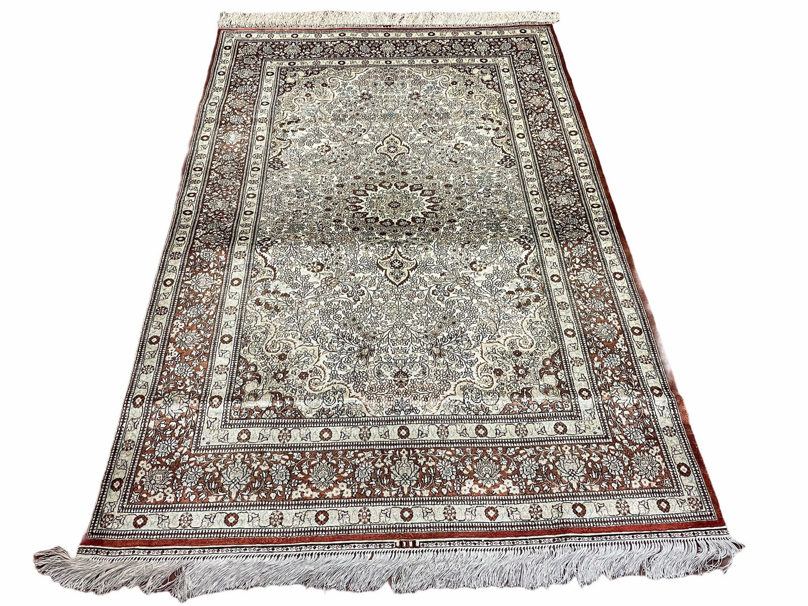 4' X 6' Vintage Fine Handmade Chinese Oriental Silk Rug 400 KPSI Wow