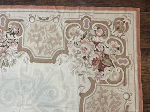 10x14 Aubusson Rug, Wool Handmade Vintage Carpet, French European Design, Elegant