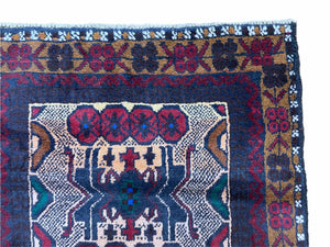 3 X 5 Vintage Handmade Tribal Wool Rug Balouchi Rug Afghan Rug Red Beige Nice