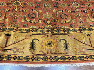 Large Turkish Rug 10x17, Oversized Palace Sized Vintage Handmade Oriental Carpet, Wool Oushak Rug, Light Red