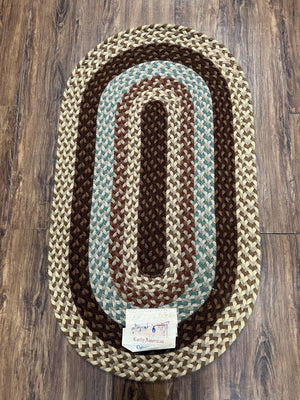 American Braided Rug 2x4 ft Oval Rug, Multicolor Oval Rug, Oval Braided Rug, Hand Woven, Vintage Braided Rug, Small Braided Rug