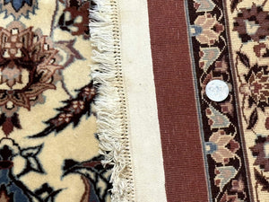 Persian Rug 8x10, Sino Persian Floral Medallion Carpet, Traditional Wool Area Rug, Cream and Brick Red, Fine 210 KPSI