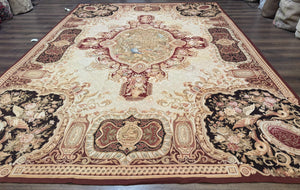 French Aubusson Rug 9x12 - European Design Flatweave Carpet