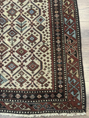 Antique Caucasian Shirvan Rug 3x5, Dagestan Prayer Rug, Collectible, Early 20th Century Rug