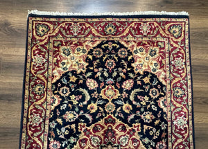 Pak Persian Sarouk Rug 3x5, Navy Blue and Red