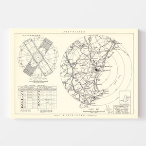 Vintage Map of the Portsmouth Municipal Airport Vicinity, 1951