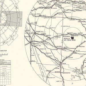Vintage Map of the Sedalia Air Force Base Vicinity, 1951