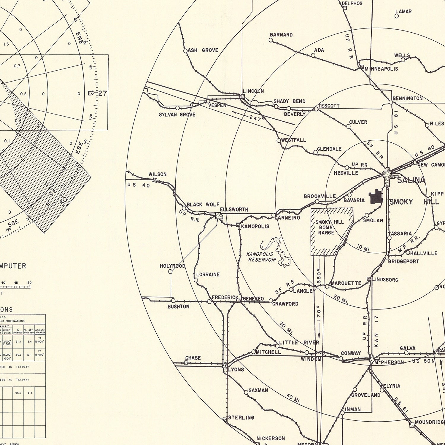 Vintage Map of the Smoky Hill Air Force Base Vicinity, 1951