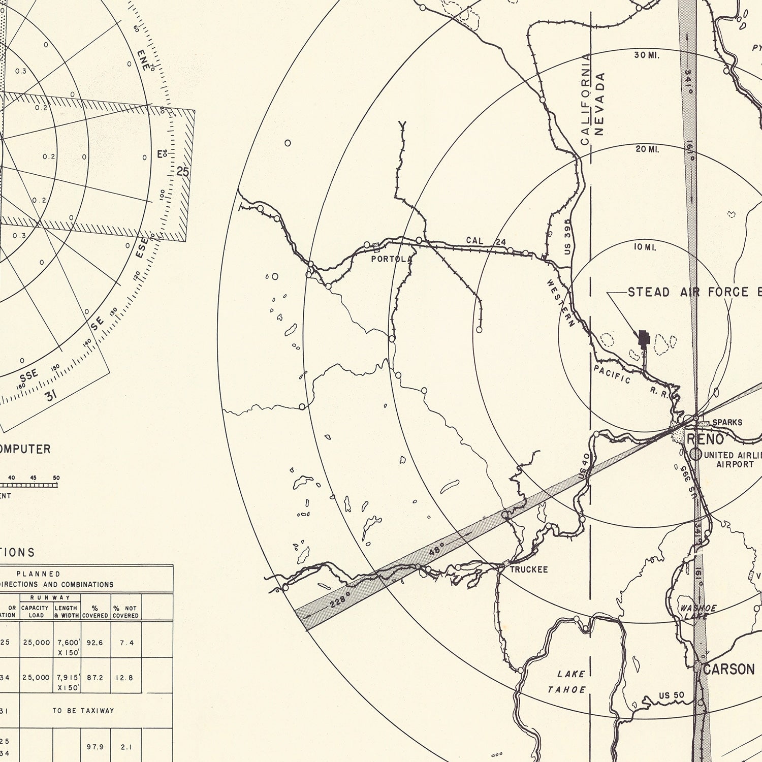 Vintage Map of the Stead Air Force Base Vicinity, 1952